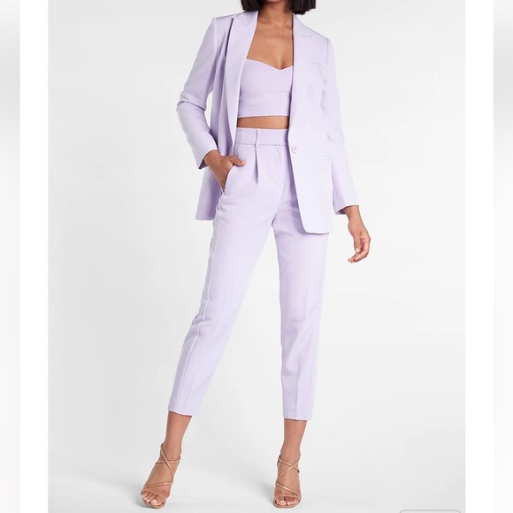 HIGH WAISTED PLEATED ANKLE PANT IN LIL AC PURPLE - Picture 4 of 7